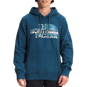 The North Face Hoodie Mens Size Small Standard Fit Blue‎ Sweatshirt Graphic Logo